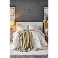 Набор  постельного белья  с пледом Karaca Home - Quatre delux gold 2020-1 золотой евро