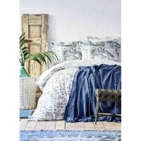 Набор постельное белье с пледом Karaca Home - Vella mavi 2020-1 евро