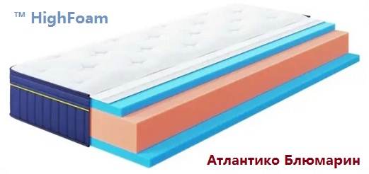 Highfoam BlueMarine Atlantico Деспружинный матрас Блюмарин Атлантико от Хайфом сочетает в себе долговечность и премиальный комфорт. Высота модели составляет 24 см, что обеспечивает правильное положение тела. Комбинация инновационных пены Ortofoam и Highfoam Bio создает оптимальный баланс упругости и мягкости. Ткань чехла Ultra Soft дарит приятные тактильные ощущения, а съемный чехол на молнии упрощает уход. Модель полностью бесшумна, гипоаллергенна и устойчива к деформациям.
