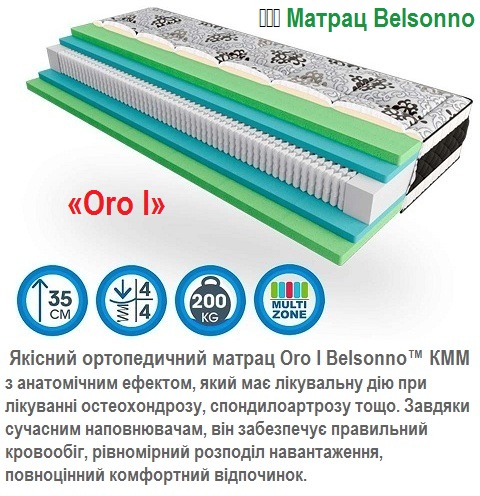 ☑️ Матрас Belsonno Oro I &harr; Оро I купить в Киеве у ПРОИЗВОДИТЕЛЯ!!!  ⚡ Дешевле цены &laquo;МатрацОргЮА&raquo; КИЕВ ✅ Матрасы ортопедические ЕММ &trade; Бельсоно ОРО I &ndash; цена, доставка + отзывы покупателей ➦ АКЦИЯ ...☎... Ортопедичний матрац Belsonno Oro I купити ⏩ у ВИРОБНИКА комфортний матрац ☑️ з анатомічною підтримкою хребта ⚡ без будь-яких обмежень по вазі ...☎...